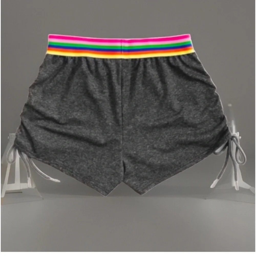 Crop Cami Style Top & Rainbow Lined Ruched Short Loungewear/Nightwear